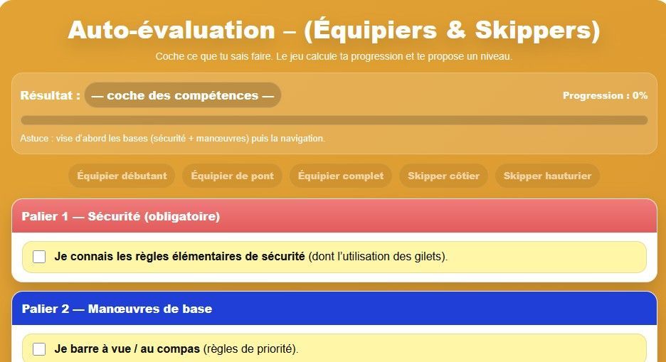 Tableau d'évaluation